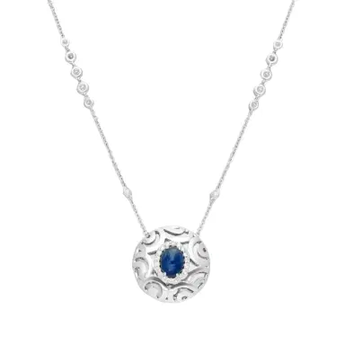 Crivelli Crivelli Ricami Luci 18K White Gold Diamond & Blue Sapphire Pendant Necklace by The Solist | Thumbnail 1 Crivelli Crivelli Ricami Luci 18K White Gold Diamond & Blue Sapphire Pendant Necklace by The Solist | Thumbnail 1
