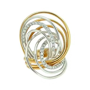 Crivelli Crivelli Tri Color Swirl 18K White & Yellow Gold Diamond Ring Sz. 7 by The Solist | Thumbnail 1 Crivelli Crivelli Tri Color Swirl 18K White & Yellow Gold Diamond Ring Sz. 7 by The Solist | Thumbnail 1