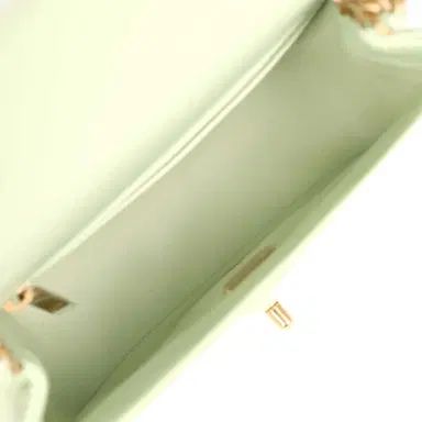 Chanel Chanel Mini Square Pearl Crush Flap Bag Light Green Lambskin Antique Gold Hardware | Thumbnail 9 Chanel Chanel Mini Square Pearl Crush Flap Bag Light Green Lambskin Antique Gold Hardware | Thumbnail 9