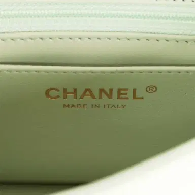 Chanel Chanel Mini Square Pearl Crush Flap Bag Light Green Lambskin Antique Gold Hardware | Thumbnail 10 Chanel Chanel Mini Square Pearl Crush Flap Bag Light Green Lambskin Antique Gold Hardware | Thumbnail 10