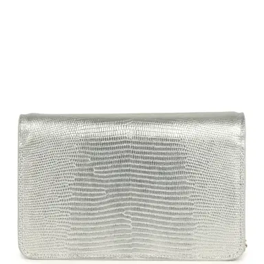 Chanel Chanel Wallet On Chain WOC Silver Metallic Lizard Embossed Calfskin Light Gold Hardware | Thumbnail 3 Chanel Chanel Wallet On Chain WOC Silver Metallic Lizard Embossed Calfskin Light Gold Hardware | Thumbnail 3