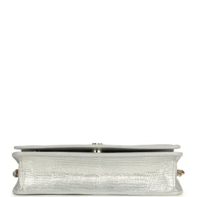 Chanel Chanel Wallet On Chain WOC Silver Metallic Lizard Embossed Calfskin Light Gold Hardware | Thumbnail 6 Chanel Chanel Wallet On Chain WOC Silver Metallic Lizard Embossed Calfskin Light Gold Hardware | Thumbnail 6