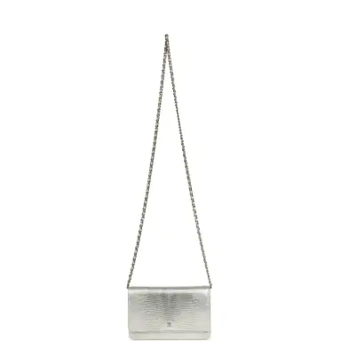 Chanel Chanel Wallet On Chain WOC Silver Metallic Lizard Embossed Calfskin Light Gold Hardware | Thumbnail 7 Chanel Chanel Wallet On Chain WOC Silver Metallic Lizard Embossed Calfskin Light Gold Hardware | Thumbnail 7