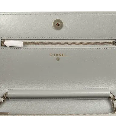 Chanel Chanel Wallet On Chain WOC Silver Metallic Lizard Embossed Calfskin Light Gold Hardware | Thumbnail 8 Chanel Chanel Wallet On Chain WOC Silver Metallic Lizard Embossed Calfskin Light Gold Hardware | Thumbnail 8