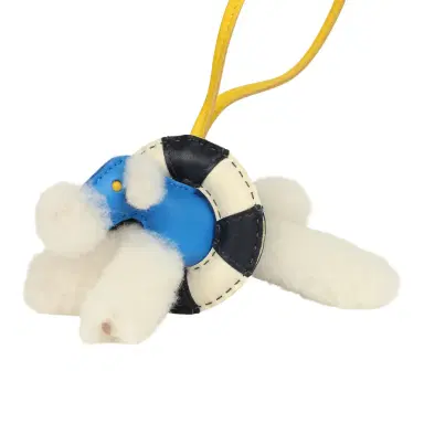 HERMÈS Hermes "A La Mer" Budy Charm Ecru, Bleu Hydra, Jaune De Naples, Bleu Nuit, Craie Merino Wool and Milo Lambskin | Thumbnail 4 HERMÈS Hermes "A La Mer" Budy Charm Ecru, Bleu Hydra, Jaune De Naples, Bleu Nuit, Craie Merino Wool and Milo Lambskin | Thumbnail 4