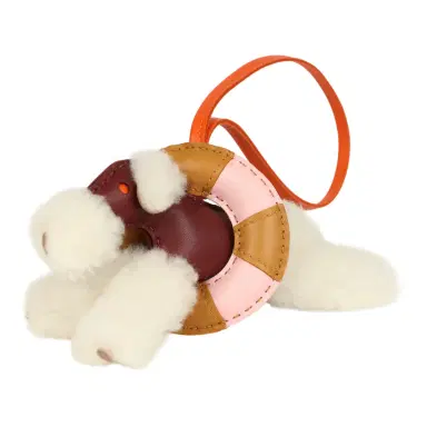 HERMÈS Hermes "A La Mer" Budy Charm Ecru, Rouge H, Feu, Sesame, Rose Sakura Merino Wool and Milo Lambskin | Thumbnail 4 HERMÈS Hermes "A La Mer" Budy Charm Ecru, Rouge H, Feu, Sesame, Rose Sakura Merino Wool and Milo Lambskin | Thumbnail 4