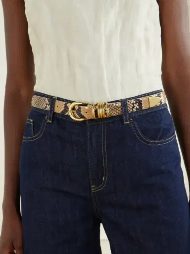 Déhanche Hollyhock Embellished Snake-effect Leather Belt | Thumbnail 2 Déhanche Hollyhock Embellished Snake-effect Leather Belt | Thumbnail 2