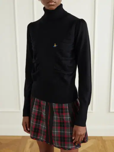 Vivienne Westwood Pamela Logo-embroidered Gathered Wool Turtleneck Sweater | Thumbnail 3 Vivienne Westwood Pamela Logo-embroidered Gathered Wool Turtleneck Sweater | Thumbnail 3