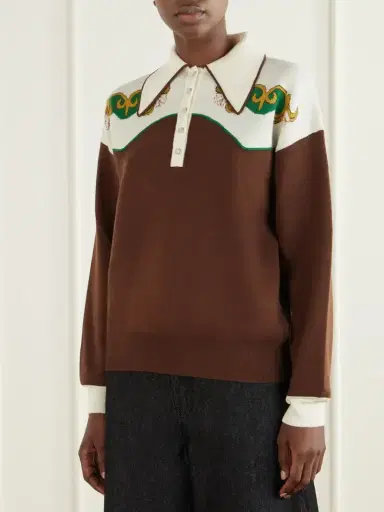 ALÉMAIS Lasso Intarsia-knit Merino Wool-blend Polo Sweater | Thumbnail 3 ALÉMAIS Lasso Intarsia-knit Merino Wool-blend Polo Sweater | Thumbnail 3