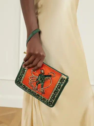 ALÉMAIS Ace Embellished Leather-trimmed Satin Clutch | Thumbnail 2 ALÉMAIS Ace Embellished Leather-trimmed Satin Clutch | Thumbnail 2