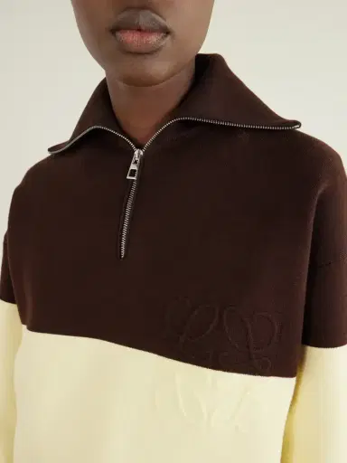Loewe Anagram-embossed Two-tone Cotton-blend Jersey Half-zip Sweatshirt | Thumbnail 5 Loewe Anagram-embossed Two-tone Cotton-blend Jersey Half-zip Sweatshirt | Thumbnail 5
