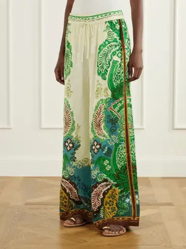 ALÉMAIS Florence Drawstring Floral-print Satin-jacquard Wide-leg Pants | Thumbnail 3 ALÉMAIS Florence Drawstring Floral-print Satin-jacquard Wide-leg Pants | Thumbnail 3