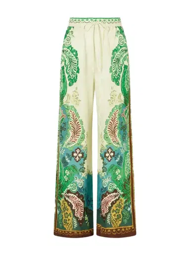 ALÉMAIS Florence Drawstring Floral-print Satin-jacquard Wide-leg Pants | Thumbnail 1 ALÉMAIS Florence Drawstring Floral-print Satin-jacquard Wide-leg Pants | Thumbnail 1