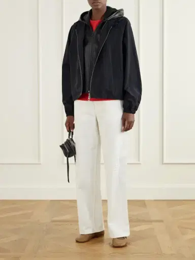 Loewe Leather-trimmed Logo-embossed Cotton-blend Jersey T-shirt | Thumbnail 2 Loewe Leather-trimmed Logo-embossed Cotton-blend Jersey T-shirt | Thumbnail 2
