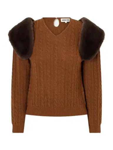 SHUSHU/TONG Plush-trimmed Cable-knit Wool And Lyocell-blend Sweater | Thumbnail 1 SHUSHU/TONG Plush-trimmed Cable-knit Wool And Lyocell-blend Sweater | Thumbnail 1