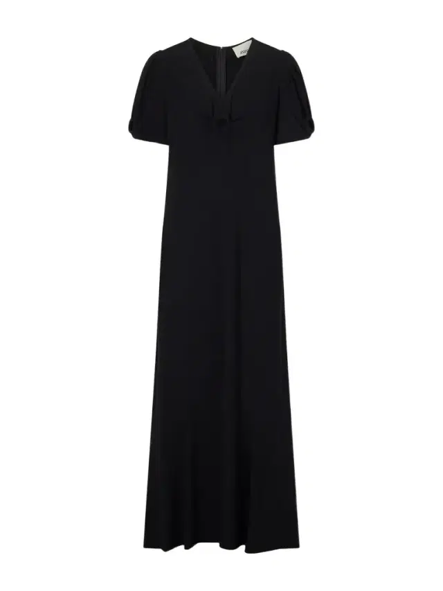 Surelie Paneled Gathered Crepe Midi Dress Surelie Paneled Gathered Crepe Midi Dress