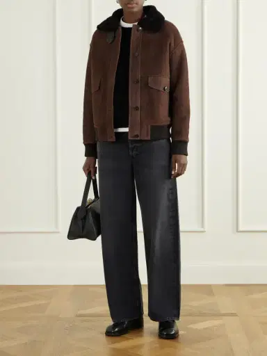 Yves Salomon Shearling-trimmed Suede Jacket | Thumbnail 2 Yves Salomon Shearling-trimmed Suede Jacket | Thumbnail 2