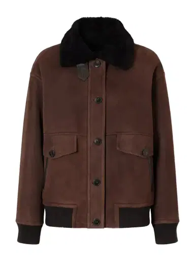 Yves Salomon Shearling-trimmed Suede Jacket | Thumbnail 1 Yves Salomon Shearling-trimmed Suede Jacket | Thumbnail 1