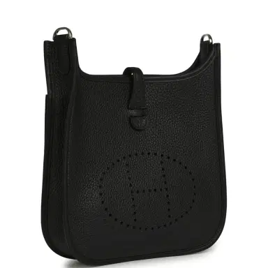 HERMÈS Hermes Evelyne 23 Black Clemence Palladium Hardware | Thumbnail 2 HERMÈS Hermes Evelyne 23 Black Clemence Palladium Hardware | Thumbnail 2