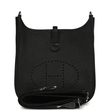 HERMÈS Hermes Evelyne 23 Black Clemence Palladium Hardware | Thumbnail 1 HERMÈS Hermes Evelyne 23 Black Clemence Palladium Hardware | Thumbnail 1