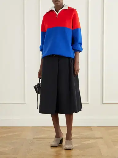 Loewe Anagram-embossed Two-tone Cotton-blend Jersey Half-zip Sweatshirt | Thumbnail 2 Loewe Anagram-embossed Two-tone Cotton-blend Jersey Half-zip Sweatshirt | Thumbnail 2