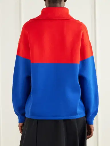 Loewe Anagram-embossed Two-tone Cotton-blend Jersey Half-zip Sweatshirt | Thumbnail 4 Loewe Anagram-embossed Two-tone Cotton-blend Jersey Half-zip Sweatshirt | Thumbnail 4