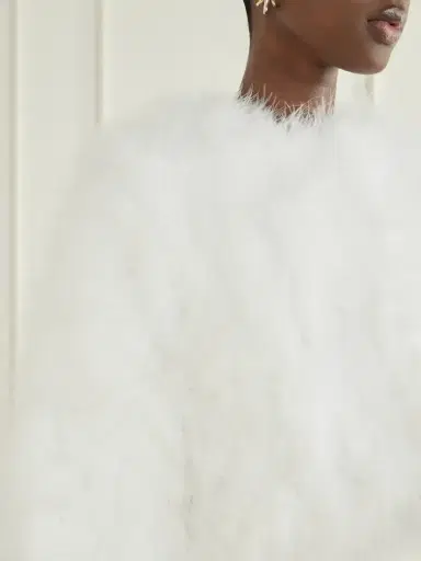 Yves Salomon Cropped Feather-trimmed Satin Cape | Thumbnail 5 Yves Salomon Cropped Feather-trimmed Satin Cape | Thumbnail 5