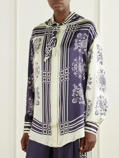 ALÉMAIS Banderra Scarf-detailed Printed Silk-satin Shirt | Thumbnail 3 ALÉMAIS Banderra Scarf-detailed Printed Silk-satin Shirt | Thumbnail 3