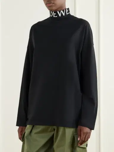 Loewe Logo-print Cotton-jersey Turtleneck Sweatshirt | Thumbnail 3 Loewe Logo-print Cotton-jersey Turtleneck Sweatshirt | Thumbnail 3