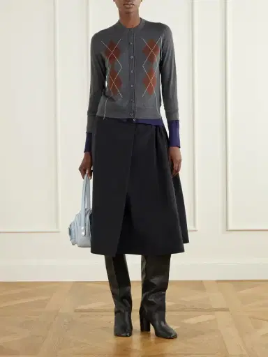 Acne Studios Argyle Silk, Wool And Cashmere-blend Cardigan | Thumbnail 2 Acne Studios Argyle Silk, Wool And Cashmere-blend Cardigan | Thumbnail 2