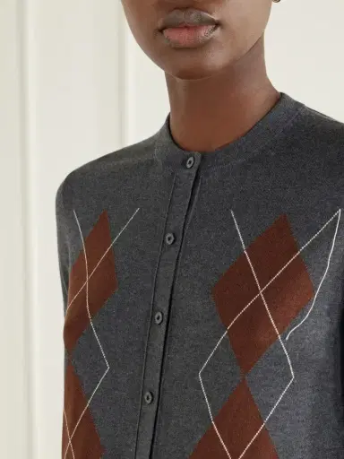 Acne Studios Argyle Silk, Wool And Cashmere-blend Cardigan | Thumbnail 4 Acne Studios Argyle Silk, Wool And Cashmere-blend Cardigan | Thumbnail 4