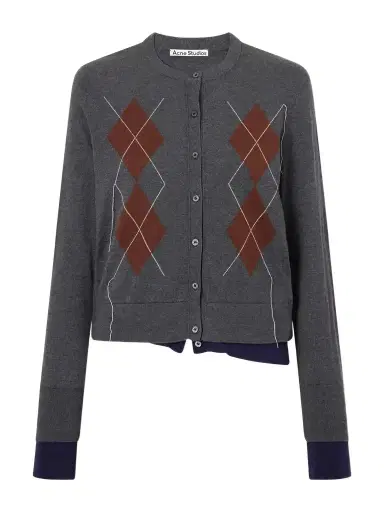 Acne Studios Argyle Silk, Wool And Cashmere-blend Cardigan | Thumbnail 1 Acne Studios Argyle Silk, Wool And Cashmere-blend Cardigan | Thumbnail 1