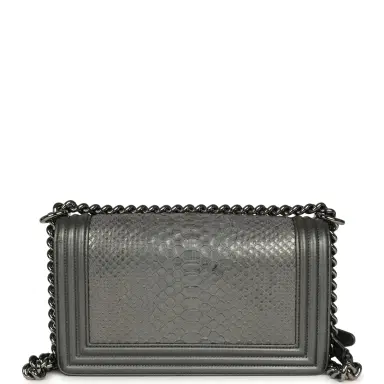 Chanel Pre-owned Chanel Medium Boy Bag Silver Python Ruthenium Hardware | Thumbnail 4 Chanel Pre-owned Chanel Medium Boy Bag Silver Python Ruthenium Hardware | Thumbnail 4