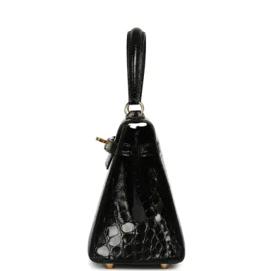 HERMÈS Vintage Hermes Kelly Sellier 20 Black Shiny Alligator Mississippiensis Gold Hardware | Thumbnail 4 HERMÈS Vintage Hermes Kelly Sellier 20 Black Shiny Alligator Mississippiensis Gold Hardware | Thumbnail 4