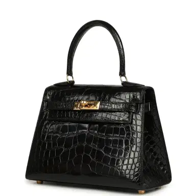 HERMÈS Vintage Hermes Kelly Sellier 20 Black Shiny Alligator Mississippiensis Gold Hardware | Thumbnail 5 HERMÈS Vintage Hermes Kelly Sellier 20 Black Shiny Alligator Mississippiensis Gold Hardware | Thumbnail 5