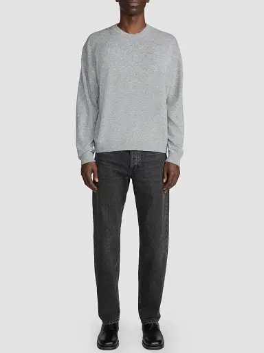 Frame Men's Lightweight Cashmere Crewneck Sweater - Light Grey Melange | Thumbnail 2 Frame Men's Lightweight Cashmere Crewneck Sweater - Light Grey Melange | Thumbnail 2