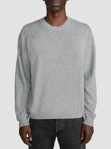Frame Men's Lightweight Cashmere Crewneck Sweater - Light Grey Melange | Thumbnail 4 Frame Men's Lightweight Cashmere Crewneck Sweater - Light Grey Melange | Thumbnail 4