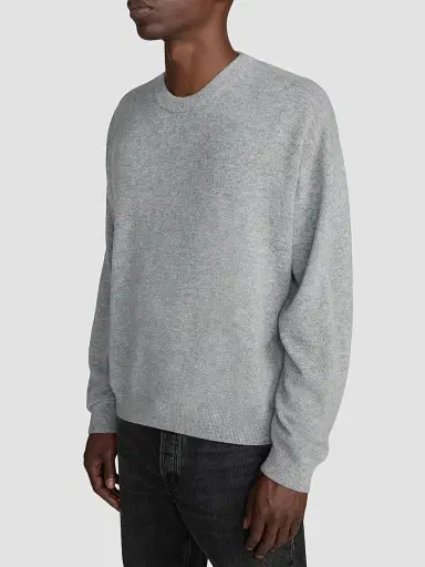Frame Men's Lightweight Cashmere Crewneck Sweater - Light Grey Melange | Thumbnail 7 Frame Men's Lightweight Cashmere Crewneck Sweater - Light Grey Melange | Thumbnail 7