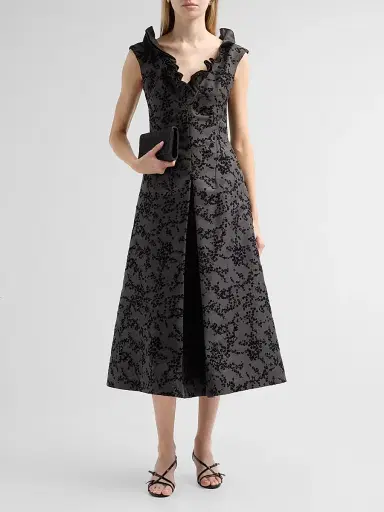 Alberta Ferretti Women's Flocked Floral Radzmir Midi Dress - Multi Grey | Thumbnail 2 Alberta Ferretti Women's Flocked Floral Radzmir Midi Dress - Multi Grey | Thumbnail 2