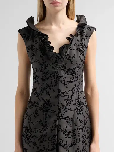 Alberta Ferretti Women's Flocked Floral Radzmir Midi Dress - Multi Grey | Thumbnail 5 Alberta Ferretti Women's Flocked Floral Radzmir Midi Dress - Multi Grey | Thumbnail 5