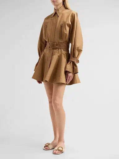 Zimmermann Women's Valiant Drill Mini Dress - Desert | Thumbnail 4 Zimmermann Women's Valiant Drill Mini Dress - Desert | Thumbnail 4