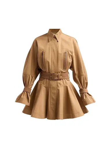 Zimmermann Women's Valiant Drill Mini Dress - Desert | Thumbnail 1 Zimmermann Women's Valiant Drill Mini Dress - Desert | Thumbnail 1