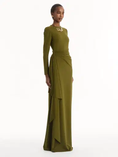Oscar de la Renta Drape-Detail Jersey Gown | Thumbnail 4 Oscar de la Renta Drape-Detail Jersey Gown | Thumbnail 4