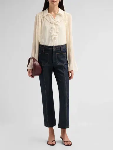 Cinq à Sept Women's Aleyna Pleated Ruffled Blouse - | Thumbnail 2 Cinq à Sept Women's Aleyna Pleated Ruffled Blouse - | Thumbnail 2
