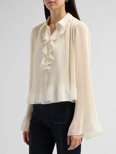 Cinq à Sept Women's Aleyna Pleated Ruffled Blouse - | Thumbnail 4 Cinq à Sept Women's Aleyna Pleated Ruffled Blouse - | Thumbnail 4