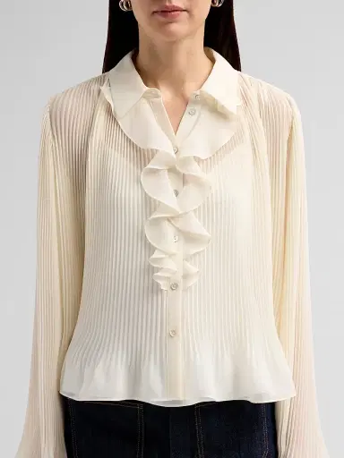 Cinq à Sept Women's Aleyna Pleated Ruffled Blouse - | Thumbnail 5 Cinq à Sept Women's Aleyna Pleated Ruffled Blouse - | Thumbnail 5