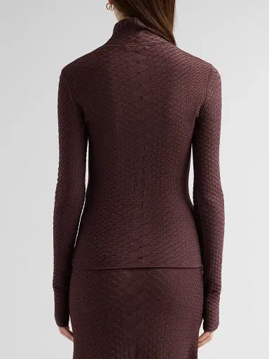 Adam Lippes Women's Sitara Python-Embossed Jacquard Top - Espresso | Thumbnail 3 Adam Lippes Women's Sitara Python-Embossed Jacquard Top - Espresso | Thumbnail 3