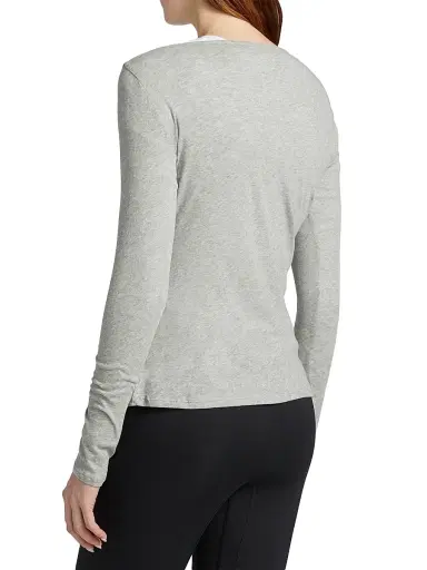 Polo Ralph Lauren Women's Long & Lean Henley Shirt - Heather Grey | Thumbnail 5 Polo Ralph Lauren Women's Long & Lean Henley Shirt - Heather Grey | Thumbnail 5
