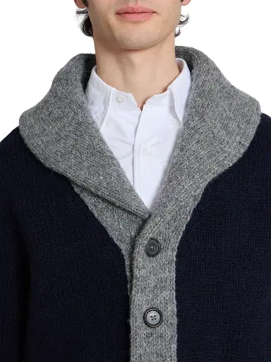 Thom Browne Men's Browne 65 Intarsia-Knit Irish Wool Cardigan - Navy | Thumbnail 6 Thom Browne Men's Browne 65 Intarsia-Knit Irish Wool Cardigan - Navy | Thumbnail 6