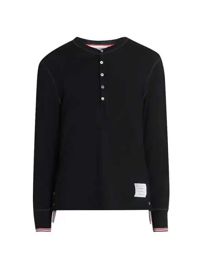 Men's RWB Tipping Stripe Wool Jersey Henley Shirt - Black Men's RWB Tipping Stripe Wool Jersey Henley Shirt - Black